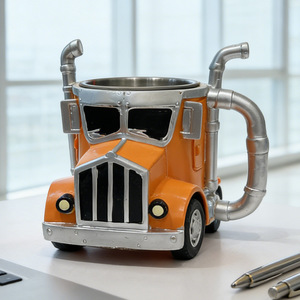 Taza de Café para Camión con Remolque, de Acero Inoxidable, Gran Capacidad, Diseño de Dibujos Animados, para Oficina, Hogar, Regalo, Decoración - Product Image 1