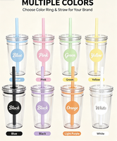 Gobelet de voyage réutilisable en Tritan avec couvercle transparent et paille, tasse à boisson en plastique, logo personnalisé, couleur personnalisée pour cadeau promotionnel