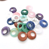 Perles en pierre naturelle plates et rondes en forme de donut, breloques pour la fabrication de bijoux, boucles d'oreilles, artisanat DIY, accessoires d'énergie curative, vente en gros