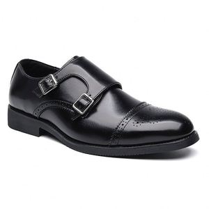 Chaussures de moine modernes de créateur pour hommes en cuir PU haut de gamme, d'inspiration coréenne, à double boucle, pour les déplacements professionnels et les occasions formelles - Product Image 2