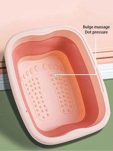Portable Foldable <b>Collapsible</b> Footbath Massage Bucket Eco-Friendly Plastic TPE Space-Saving Design Easy <b>Storage</b> No Electricity - Product Image 2