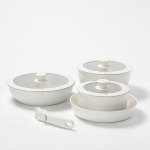 Juego de Utensilios de Cocina Premium con Mango Desmontable, Sartén Antiadherente de Cerámica, Olla <span class=keywords><strong>para</strong></span> Leche, Wok <span class=keywords><strong>para</strong></span> Saltear con Tapa de Vidrio <span class=keywords><strong>para</strong></span> Cocina de Inducción - Product Image 1