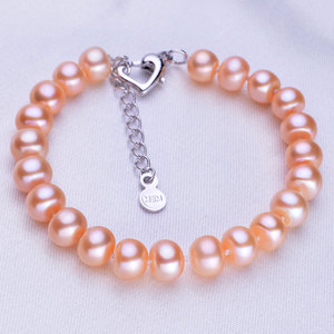 Di modo reale naturale di acqua dolce bianco <span class=keywords><strong>rosa</strong></span> viola e <span class=keywords><strong>perle</strong></span> a più fatti a mano braccialetto di fascino del cuore fibbia delle donne - Product Image 3