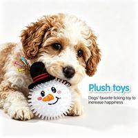 Jouet à mâcher pour chien de Noël, balle TPR à picots avec motifs Père Noël, Bonhomme de neige, Renne et Pudding, jouet interactif pour les dents molaires