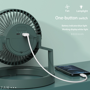 Ventilador para acampar al aire libre de 8000mAH, Luz Súper duradera que funciona hasta 18h, ventilador de tres velocidades, cargador portátil ajustable - Product Image 3