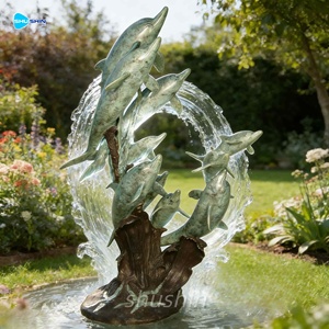 Grande <span class=keywords><strong>Fontana</strong></span> d'Acqua in Bronzo a Forma di Delfino con Tema Animale Moderno, Realizzata con Tecnica di Fusione per <span class=keywords><strong>Arte</strong></span> Paesaggistica da Giardino e Oggetto da Collezione - Product Image 3