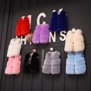 Fille tricot vêtements d'extérieur bébé vêtements d'hiver fausse <span class=keywords><strong>fourrure</strong></span> de renard gilets filles enfants gilets pour fille et garçon - Product Image 1