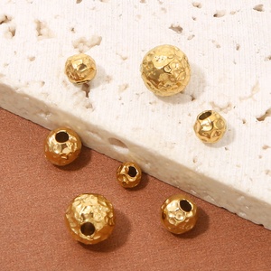 Hammered Round Beads 4mm 5mm 6mm | 18K PVD Gold Plated Stainless Steel Textured <b>Spacer</b> for DIY Bracelet Necklace Jewelry Making - Product Image 4