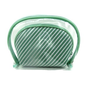 Sac de maquillage transparent pour femmes en PVC imperméable avec fermeture à glissière, logo personnalisé, vert, style de voyage tendance - Product Image 1