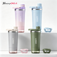 Bouteille shaker YEWAYOGA, 24 oz, acier inoxydable 18/8, isolée sous vide avec compartiment de rangement pour la salle de sport