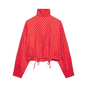 Set da <span class=keywords><strong>donna</strong></span> 2026: Nuovo completo casual alla moda con giacca a maniche lunghe con cerniera a pois e mini shorts <span class=keywords><strong>retrò</strong></span> a pois - Product Image 2
