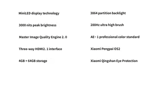 รุ่นจีนราคาที่ดีกว่า: 8K USD, 100% Mijia Mi TV S Pro 100<span class=keywords><strong>ใหม่</strong></span> "MiniLED 2025 L100MB-SP รุ่น | 4K | 144Hz/288Hz | 4 + 64 - Product Image 2