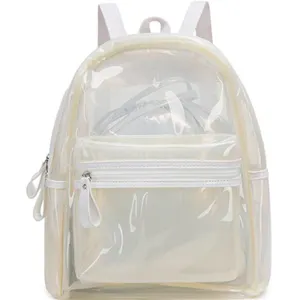 Amostra grátis New Design Girls Shiny Backpack Clear PVC Shiny Party Kids Backpack School Bag Com Luz LED