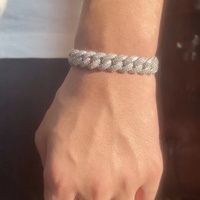 Brazalete de 9 mm y 13 mm de Ancho, Chapado en Oro de 18 Quilates, Plata de Ley S925, Pasa el Test de Diamantes, Brazalete de Moissanita VVS para Hombre