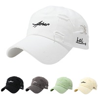 Casquette de baseball coréenne sportive à 6 panneaux brodée de lettres, ajustable, en coton, pour l'été, protection solaire, flatteuse pour adultes