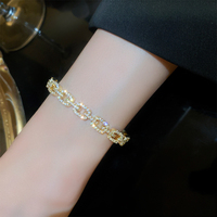 Mode Zircon Chaîne Bijoux Bracelets Plaqué Or 18k Réglable Ouvert Diamant Bracelet