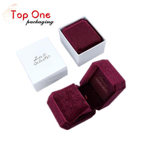 Commercio all'ingrosso anello nuziale scatole di velluto singolo ottagono anelli di imballaggio rigido - Product Image 2