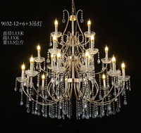 Lustres en cristal métalliques modernes de luxe, lustre suspendu contemporain LED IP55, luminaire de plafond pour mariage, 5 étages (16 lumières)