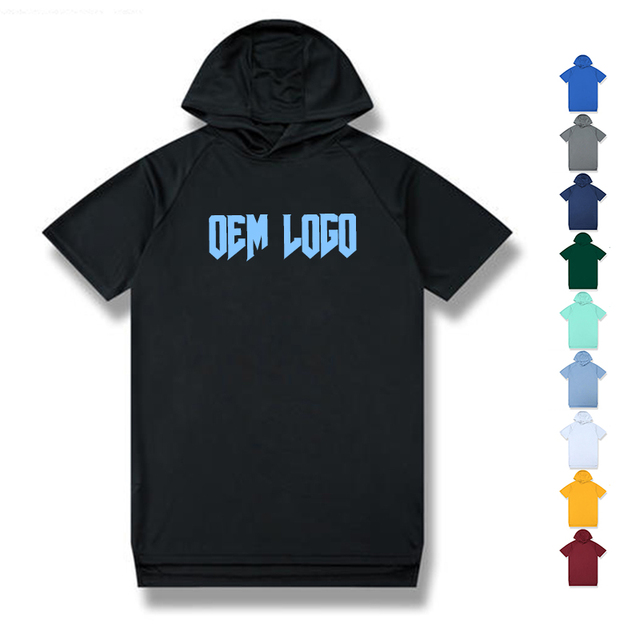 Mens Hooded T-shirts Casual Lightweight Workout Hoodie  Short Sleeve Tshirts Polyester Plus Size Hooded Tshirt for Men Stylish