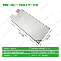 Batterie à semi-conducteurs HHPOWER 3.7V 26Ah, haute densité énergétique 310Wh/kg, cellule souple à décharge rapide 10C, 1000 cycles, pour drone, UAV, VTOL