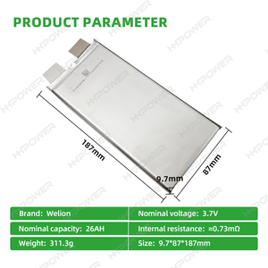 Batterie <span class=keywords><strong>à</strong></span> semi-conducteurs HHPOWER 3.7V 26Ah, haute densité énergétique 310Wh/kg, cellule souple <span class=keywords><strong>à</strong></span> décharge rapide 10C, 1000 cycles, pour drone, UAV, VTOL - Product Image 2