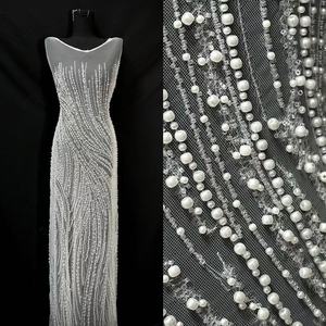 Nuovo Design Ricamato in Tessuto Rayon Francese, Pizzo a Rete con Paillettes, Abito da Sposa in Tulle - Product Image 1