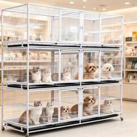 Cage pour animaux de compagnie en fer, pliable et empilable, grand format, style classique, avec support d'élevage élégant, respirante et robuste, pour canaris, perroquets, chats et chiens