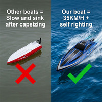 Bateau RC haute vitesse EPT 35 km/h, auto-redressant, télécommandé, yacht électrique 2,4 GHz avec éclairage, portée 200 m pour la course sur lac et rivière