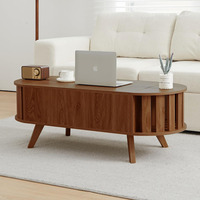 Table basse élévatrice en bois ovale de 47.24 pouces avec rangement caché pour le salon et la salle à manger Table basse à profil incurvé