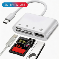 Lecteur de cartes OTG série complète 5-en-1, adaptateur Type-C, lecteur de cartes mémoire SD/TF, connecteur USB, adaptateur de téléphone externe multifonctionnel