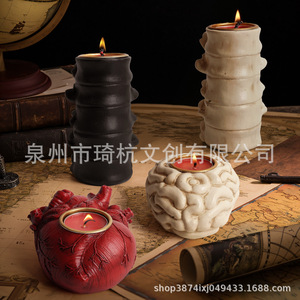 Heart Brain Bone Candle Holder Resin Ornament For Home Decoration Valentine'S Day Gift - Product Image 1