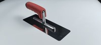 Truelle à encoches carrées de qualité industrielle DIY, en acier au carbone poli miroir, avec lame en caoutchouc à prise souple et manche en plastique, 6 5/8