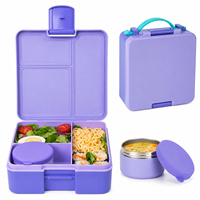 Boîte à lunch bento rectangulaire pour enfants, 9 oz, étanche, isolée, 3 compartiments, séparateur amovible, récipient en plastique, garde les aliments au chaud, pour les tout-petits