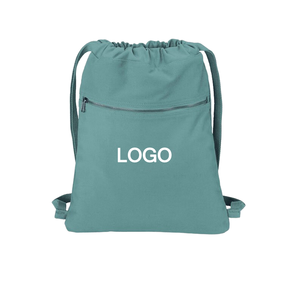 High Quality Reusable Waterproof Canvas Cotton Drawstring Backpack Customized Logo Personalized Print 23L Capacity Beach - Product Image 1