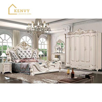 Französisch Weiß Queen Size Doppelbett Rahmen Zimmer Full Set Möbel American Style King Size Schlafzimmer Sets mit Aufbewahrung schränken