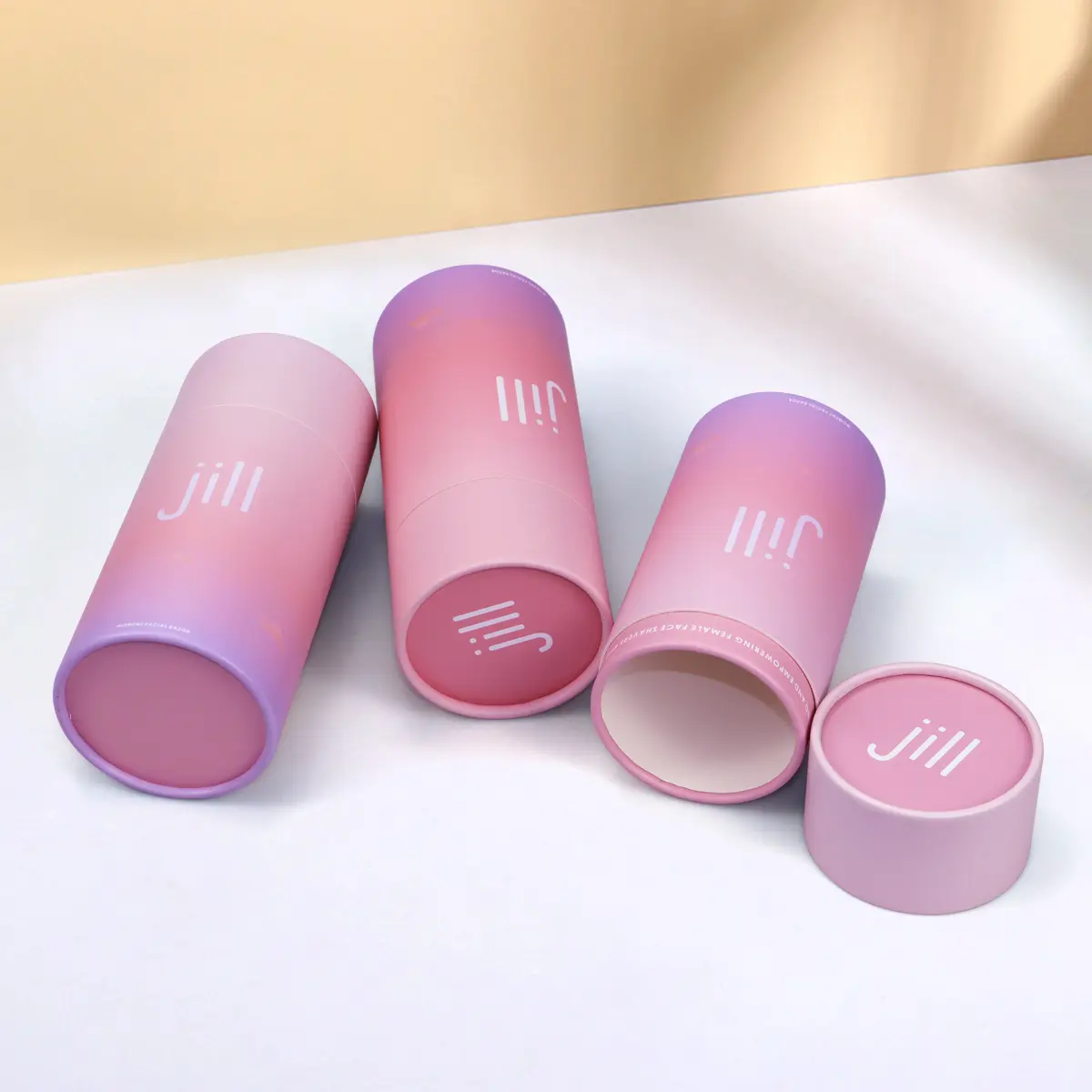 Caja rosa de lujo para cosméticos, botella de Perfume para el cuidado de la piel, tubo de papel con logotipo personalizado