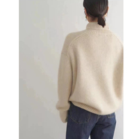 Pull Col Roulé Épais 100 % Cachemire Pur Femme, Ample et Ajusté, Pull Basique en Laine Décontracté pour l'Automne et l'Hiver