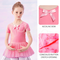 Gaun Tutu Balet Anak Lengan Pendek Warna-warni B8108 dengan Bahan Nylon Spandex Lembut dan Nyaman untuk Latihan Bayi Perempuan