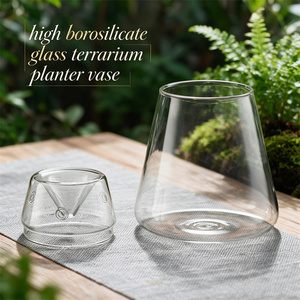 Home Decoration Items Wedding Centerpieces Handmade clear Volcano Split High Borosilicate Glass Planter Terrarium Vases with Lid - Product Image 4