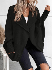 <strong>Women's</strong> Solid Color <strong>Waterfall</strong> Collar Open Front <strong>Cardigan</strong>, Loose Batwing Sleeve Knit Coat with Pockets, Fashion Outwear - Product Image 5