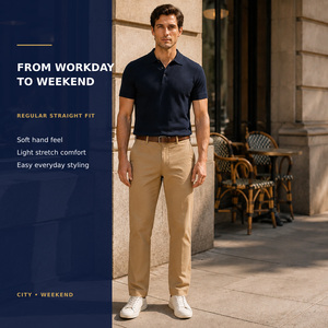 <span class=keywords><strong>Pantaloni</strong></span> Casual da Uomo di Alta Qualità, Elasticizzati, Vestibilità Dritta, Chino, Formali da Lavoro, in Cotone, Slim Fit - Product Image 3