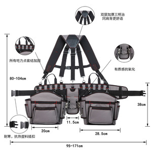 Bolsa de herramientas Y015 con 15-19 bolsillos, correa ajustable, cierre de hebilla, riñonera portátil para reparación e instalación - Product Image 5