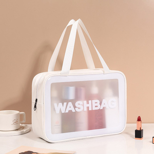 Bolsa <span class=keywords><strong>de</strong></span> maquillaje <span class=keywords><strong>transparente</strong></span> <span class=keywords><strong>de</strong></span> PVC rosa para mujer, bolsa <span class=keywords><strong>de</strong></span> cosméticos <span class=keywords><strong>de</strong></span> viaje impermeable con cremallera esmerilada para mascarillas faciales, serigrafía <span class=keywords><strong>de</strong></span> rubor - Product Image 5