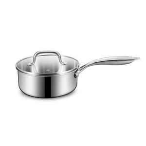 <span class=keywords><strong>Casserole</strong></span> en acier inoxydable écologique de 18 cm avec revêtement antiadhésif <span class=keywords><strong>sans</strong></span> <span class=keywords><strong>PFOA</strong></span>, couvercle en verre, compatible gaz et <span class=keywords><strong>induction</strong></span>, légère, pot de cuisson - Product Image 1