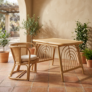 Nhat Minh Rattan Children's <b>Table</b> Chair Set Solid Back Rectangular Eco-Friendly Indoor Tropical Style - Product Image 3