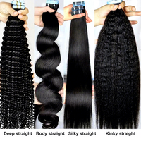 Extensions de cheveux naturels à bandes adhésives en gros, double épaisseur, vierges européennes Remy, cuticules alignées, base en PU, 40 pièces, 100g, fournisseur pour salons