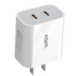 US <b>EU</b> Plug Dual USB Type C <b>Adapter</b> PD 40W Fast Charging Wall Cell Phone Power Charger for Phone 11 12 13 14 15 16 - Product Image 2