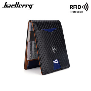 Baellerry Men's Card Holder Carbon Fiber <b>RFID</b> Protection Thin <b>Wallet</b> For Credit Cards Everyday Use - Product Image 1