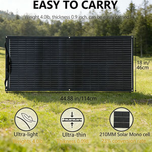 Panneau solaire flexible durable 100W 12V monocristallin en fibre de verre, léger et pliable, pour camping-car, remorque, bateau, cabine, fourgonnette, voiture - Product Image 2