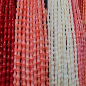Yanqi — perles en forme d'os de corail, pierres brunes en bambou pour bijoux, vente en gros CB8124